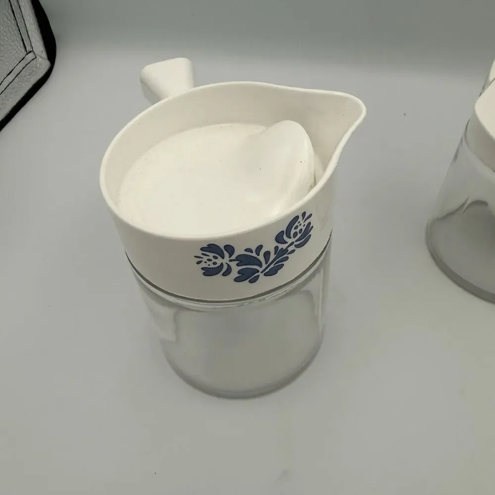 Vintage Gemco Pfaltzgraff Yorktown Sugar And Creamer Glass Set Blue Floral No Ca
